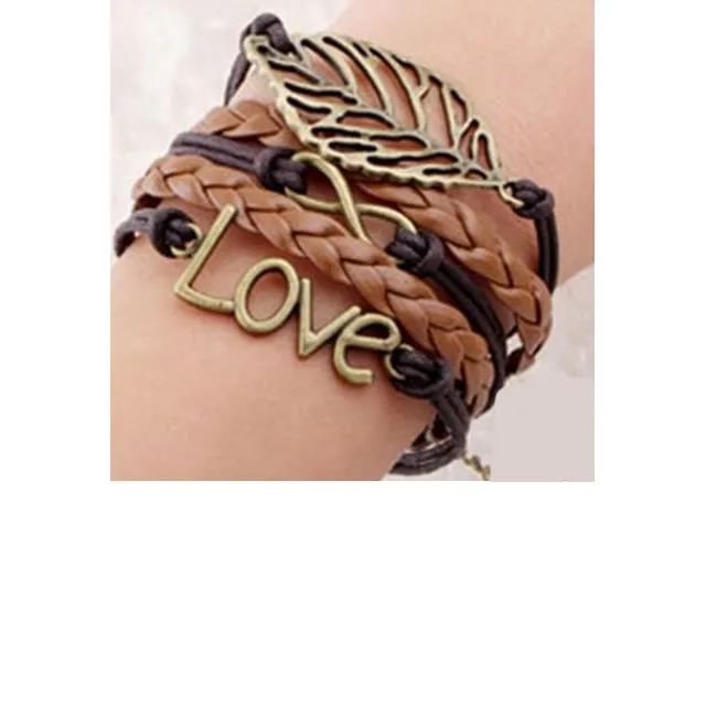 Zapestnica modna Leaf Love Believe 